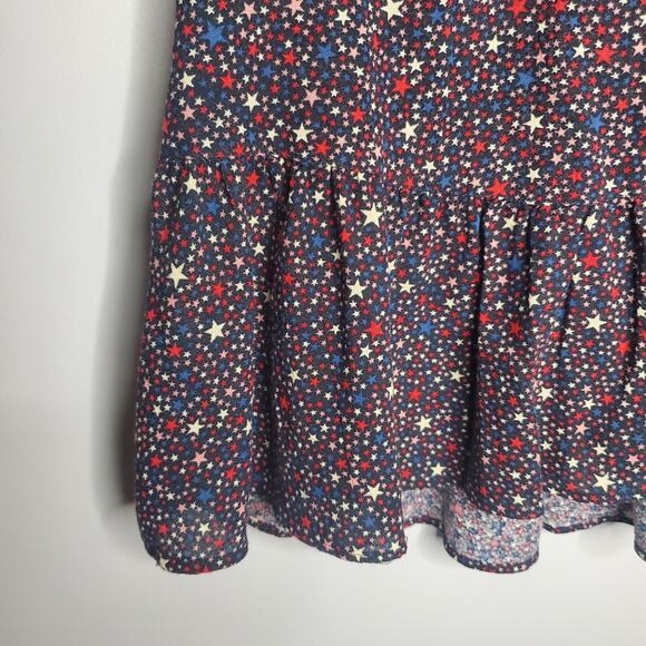 Madewell Studio Ruffle-Hem Top in Starry Night Black Star Print XXS 100% Cotton - Picture 9 of 16